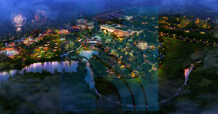 海森旅游規(guī)劃設(shè)計院設(shè)計的象州天泉灣度假區(qū)鳥瞰圖